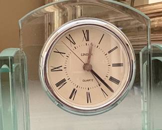 Linden Glass Desk Clock with Pen Holder second image