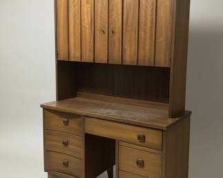 Mid-Century Modern Walnut Desk with Hutch