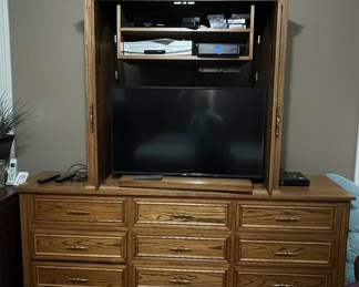 Oak Entertainment Center Armoire
