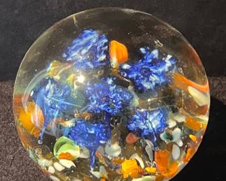 Glass Paperweight with Millefiori and Floral Motifs