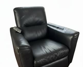 Modern Black Leather Recliner Style Armchair