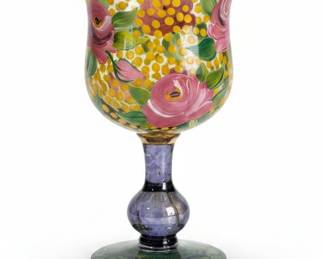 MacKenzie-Childs Hand-Painted Floral Goblets