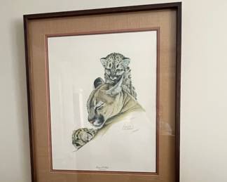 Guy Coheleach "Cougar & Cubs" Signed Limited Edition Art Print