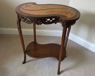 Louis XV Style Kidney-Shaped Marquetry Side Table - set of 2