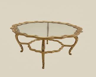 LaBarge Hollywood Regency Scalloped Glass Top Coffee Table
