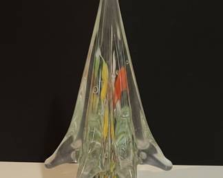 Murano Style Glass Christmas Tree Sculpture