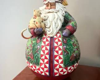 Jim Shore Heartwood Creek "Christmas Warmth" Santa with Cat Figurine