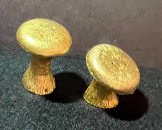 Gold-Tone Mushroom Salt and Pepper Shakers