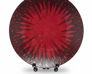 Red Sunburst Decorative Plate