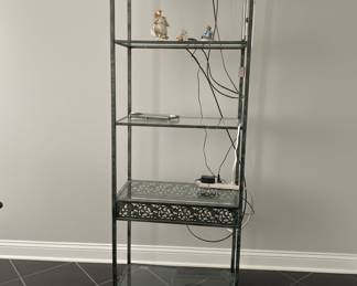 Ornate Metal and Glass Bakers Rack