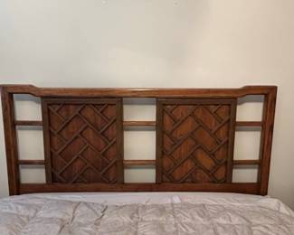 Chinoiserie Style Carved Wood Headboard