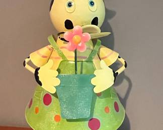 Whimsical Metal Cow Planter Figurine