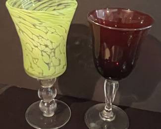 Murano Style Art Glass Goblets
