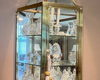 Mastercraft Style Brass and Glass Curio Cabinet
