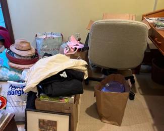 Office chair, hats, and more