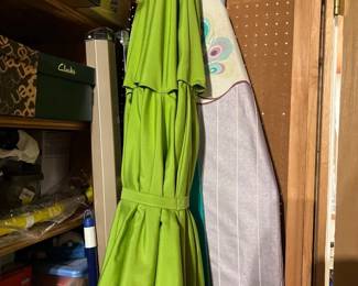 Patio umbrella, ironing board