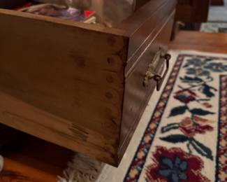 Joint detail on marble top wash stand