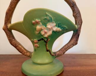 Marked Roseville pottery. Apple Blossom basket.