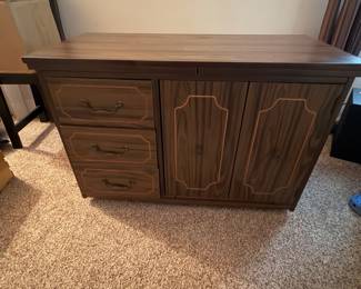 1970’s SEWING CABINET TABLE TOP EXPANDS