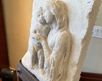 Marble madonna and child - Italian