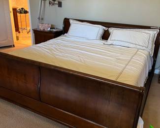 Kind size sleigh bed and 2 bedside tables