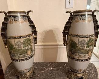 Large ornate vases