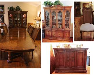 Drexel Heritage Francesca Dining Set – China Cabinet, Sideboard, Extension Table & 6 Chairs