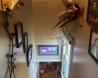 Stairwell with fall themed decor