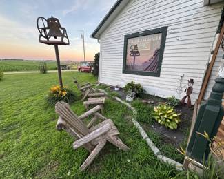 Antique school bell. Lawn furniture