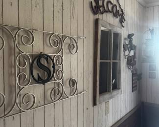 Farm signs. Window pane mirror
