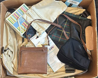 Lot 21: Calvin Klein Leather Tote with Assorted Pouches and Accessories