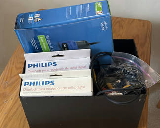 Lot 255: Philips digital reception boxes and Linksys router