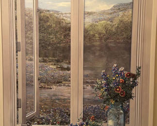 Lot 111: Framed Landscape Painting and Ornate Wall Mirror