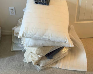 Lot 269: Assorted Bedding: Pillows, Blankets, and Linens