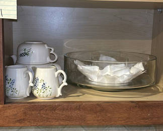 Lot 44: Assorted Ceramic Dishware and Glass Serving Bowls