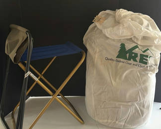 Lot 208: Lafuma Folding Camp Stool with REI Poly/Cotton Store Bag