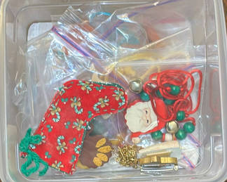 Lot 15: Assorted Christmas Ornaments and Small Carved Animal Figurines