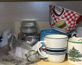 Lot 41: Assorted Ceramic Dishware and Sewing Buttons