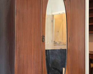 Lot 230: Wooden Wardrobe with Mirrored Door and Drawer