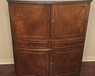 Lot 8: Wooden Cabinet with Drawers and Glass Shelves