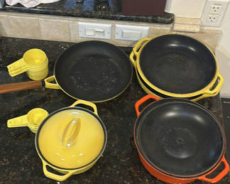 Lot 54: Colorcast Waterford Cast Iron Cookware and Measuring Cups