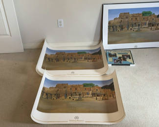 Lot 258: Southwestern art prints and LP album frame set