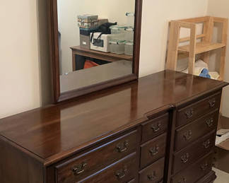 Lot 261: Dark wood dresser with mirror