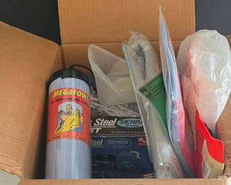Lot 207: Assorted Camping and Outdoor Gear with Cook Set, Towels, and Pocket Knife