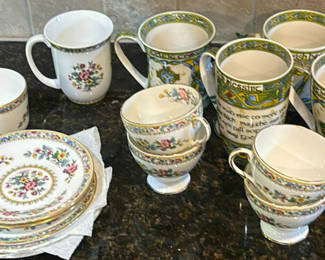 Lot 38: Assorted Ceramic Teacups, Saucers, and Mugs