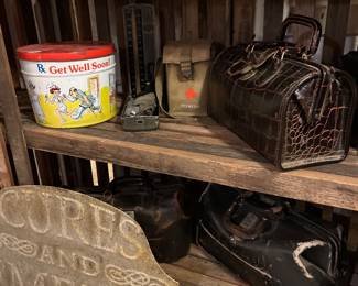 Vintage medical decor, doctors bags