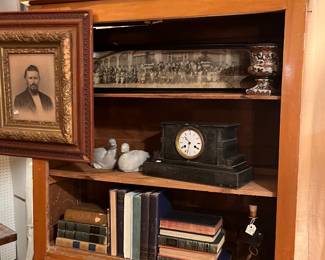 Vintage pictures and clock