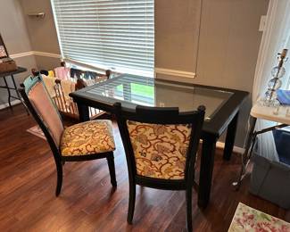 Vintage Rectangular Table W/Heavy beveled glass. Solid wood