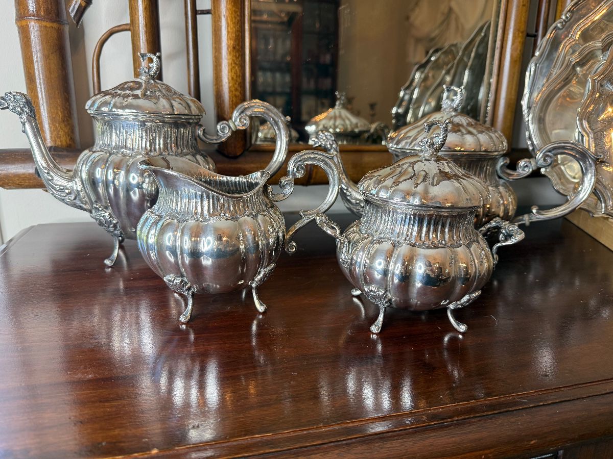 Item 1 800 silver 5,079g TW $8,431.00 4 piece tea service with dragon spouts