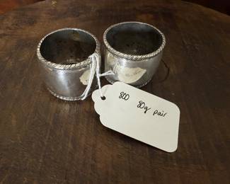Item 800 silver 80g $132 Pair napkin rings